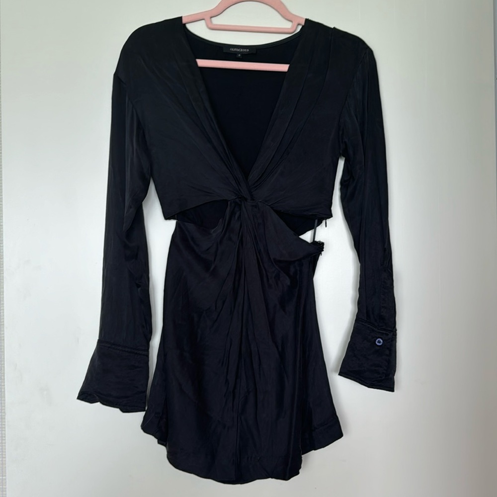 Classy silk like dress w/ cut outs & slightly open back